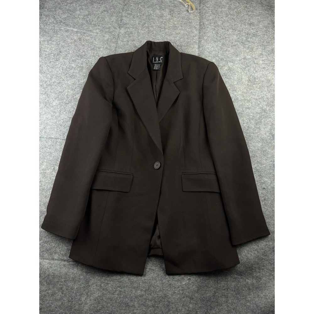 INC International Concepts Dark Brown Single-Button Blazer